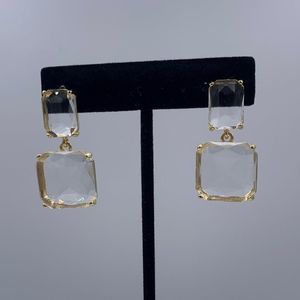 New, no tags, gold over 925 sterling clear crystal drop earring, statement piece